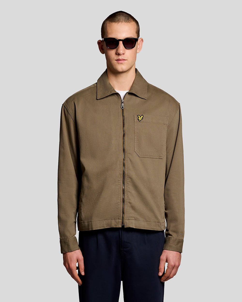 Lyle & Scott Mens Lightweight Enzyme Wash Overshirt | Khaki Ash