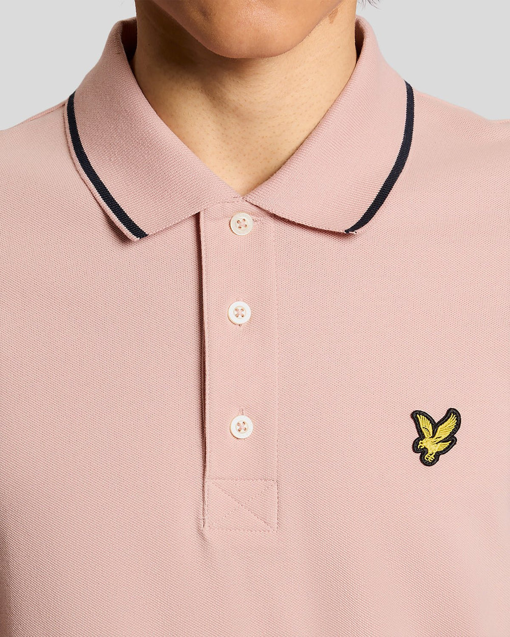 Lyle & Scott Mens Tipped Polo Shirt | Pink Grapefruit Dark Navy