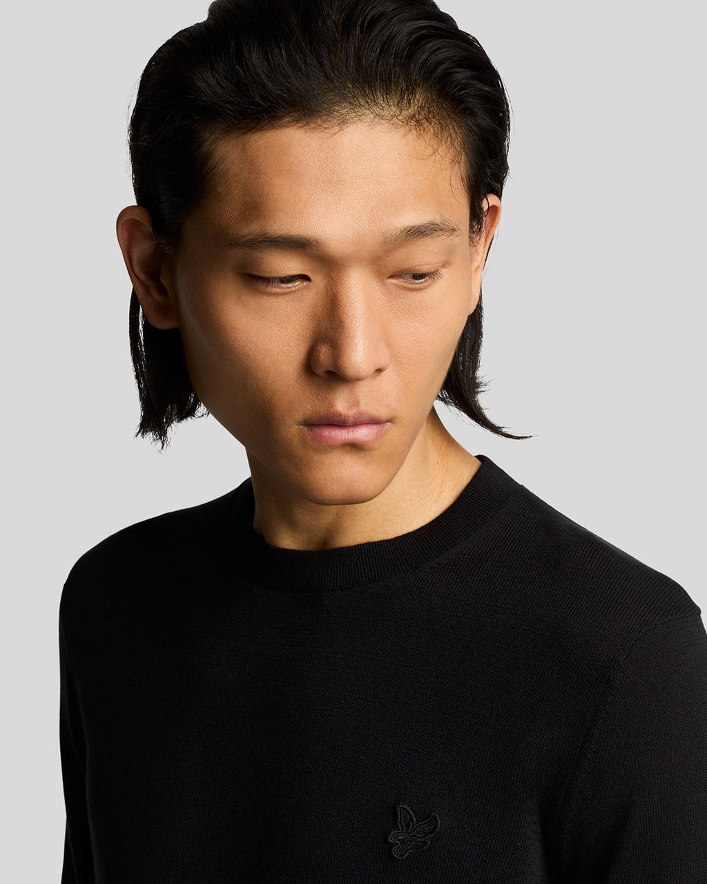 Lyle & Scott Mens Superfine Cotton Crew Neck Jumper | Jet Black