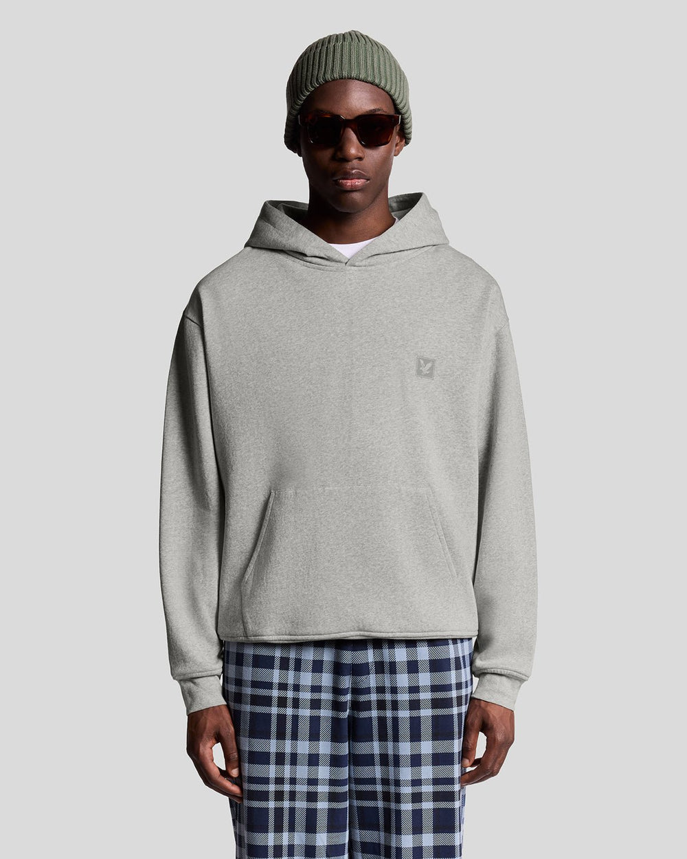Lyle & Scott Mens Lounge Pullover Hoodie | Light Grey Marl