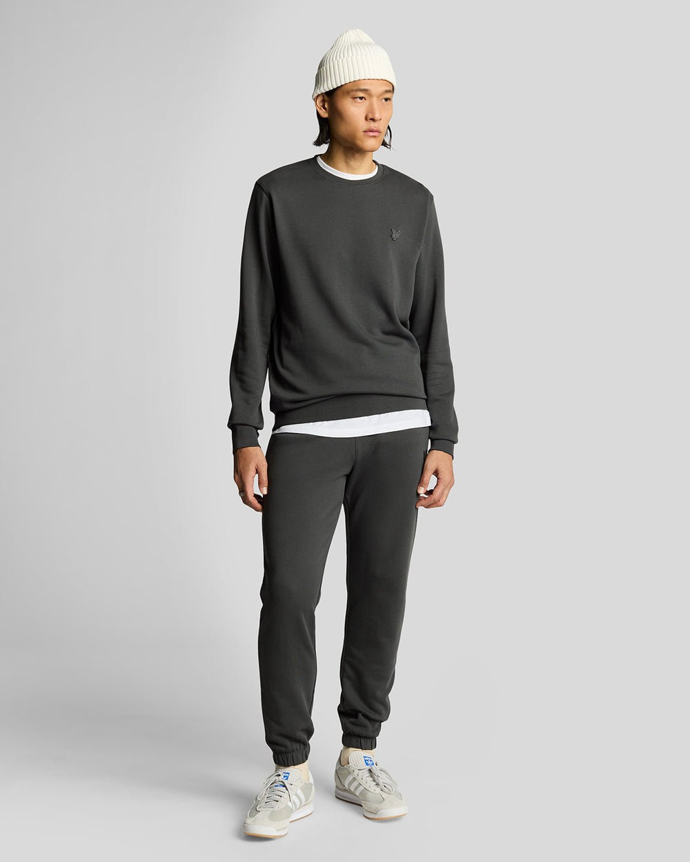 Lyle & Scott Mens Superfine Cotton Crew Neck Sweatshirt | Gunmetal