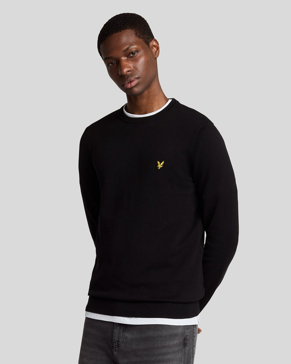 Lyle & Scott Mens Cotton Crew Neck Jumper | Jet Black