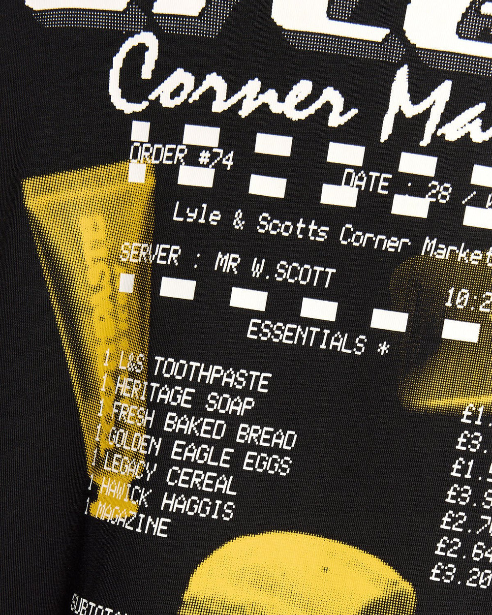 Lyle & Scott Mens Receipt Back Print Graphic T-Shirt | Black
