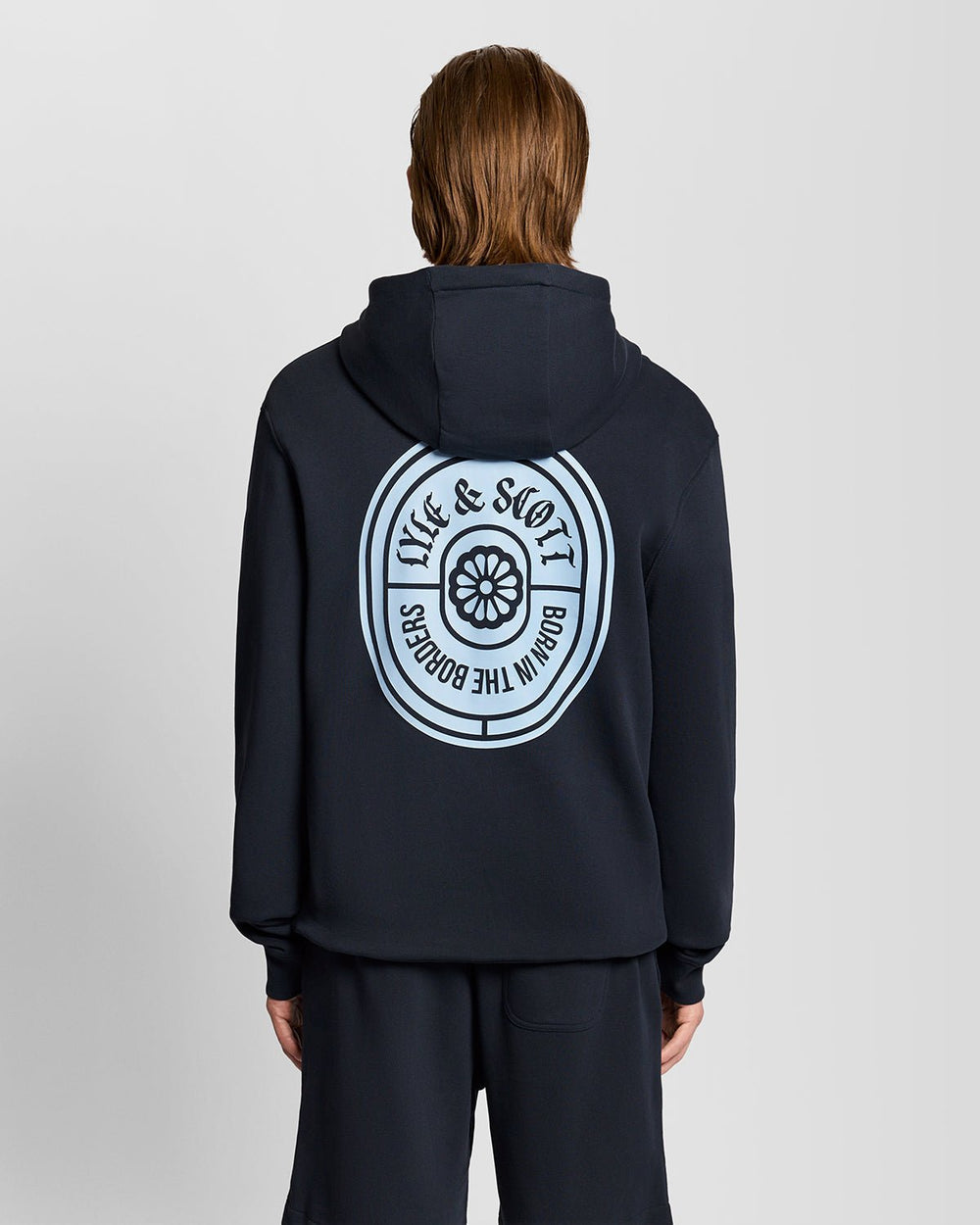 Lyle & Scott Mens Graphic Badge Cotton Hoodie | Dark Navy
