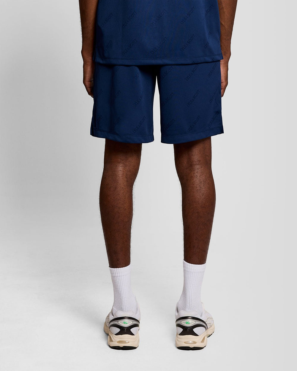 Lyle & Scott Mens Sports Embossed Logo Football Shorts | Navy Peony