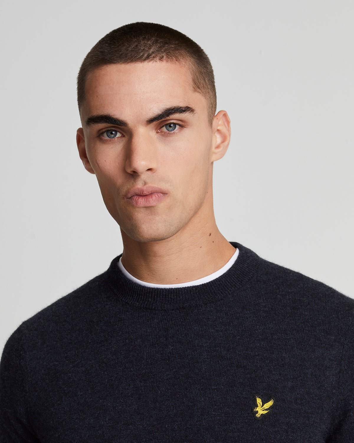 Lyle & Scott Mens Lambswool Blend Crew Neck Jumper | Dark Navy Marl