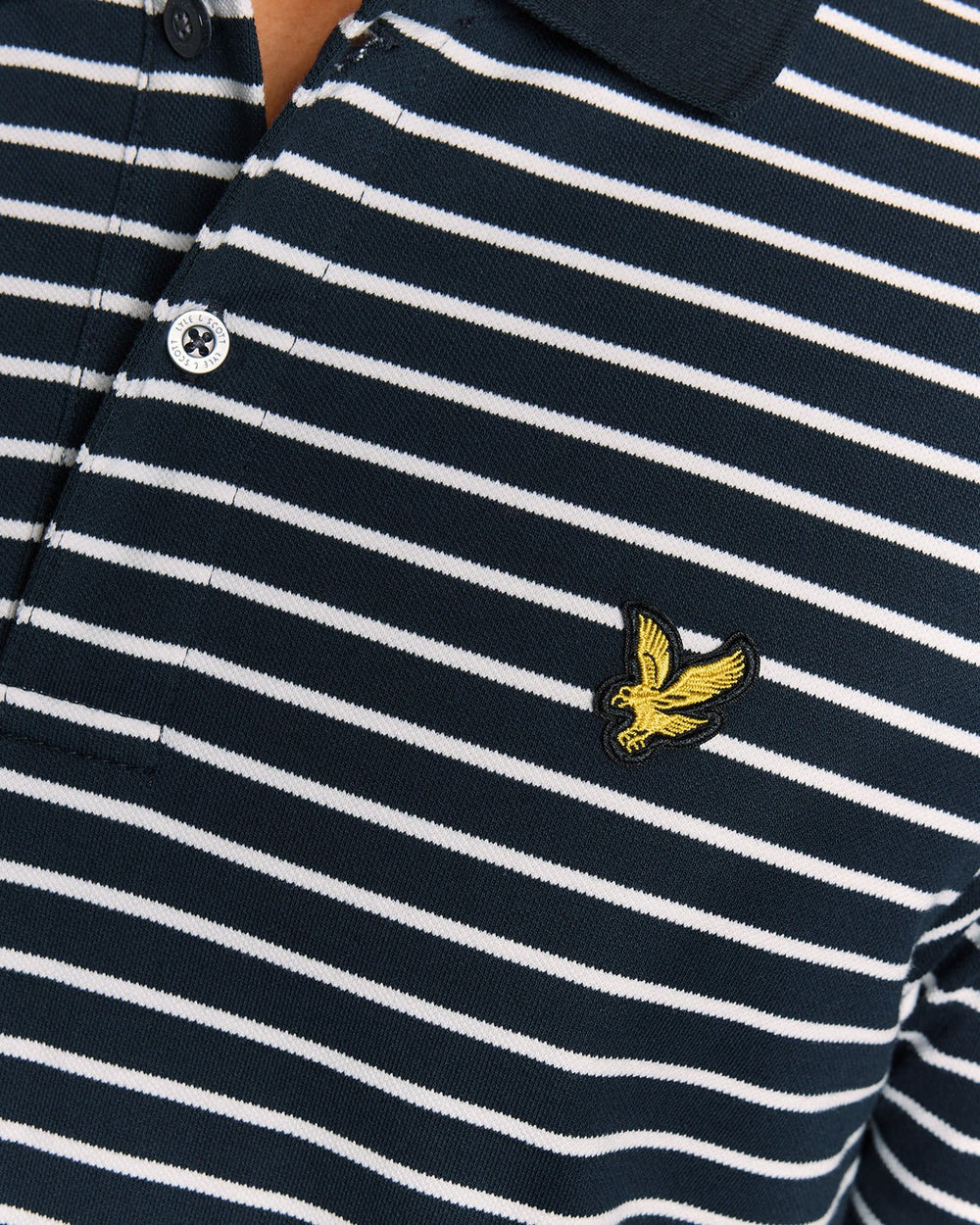 Lyle & Scott Mens Pique Breton Polo Shirt | Dark Navy White