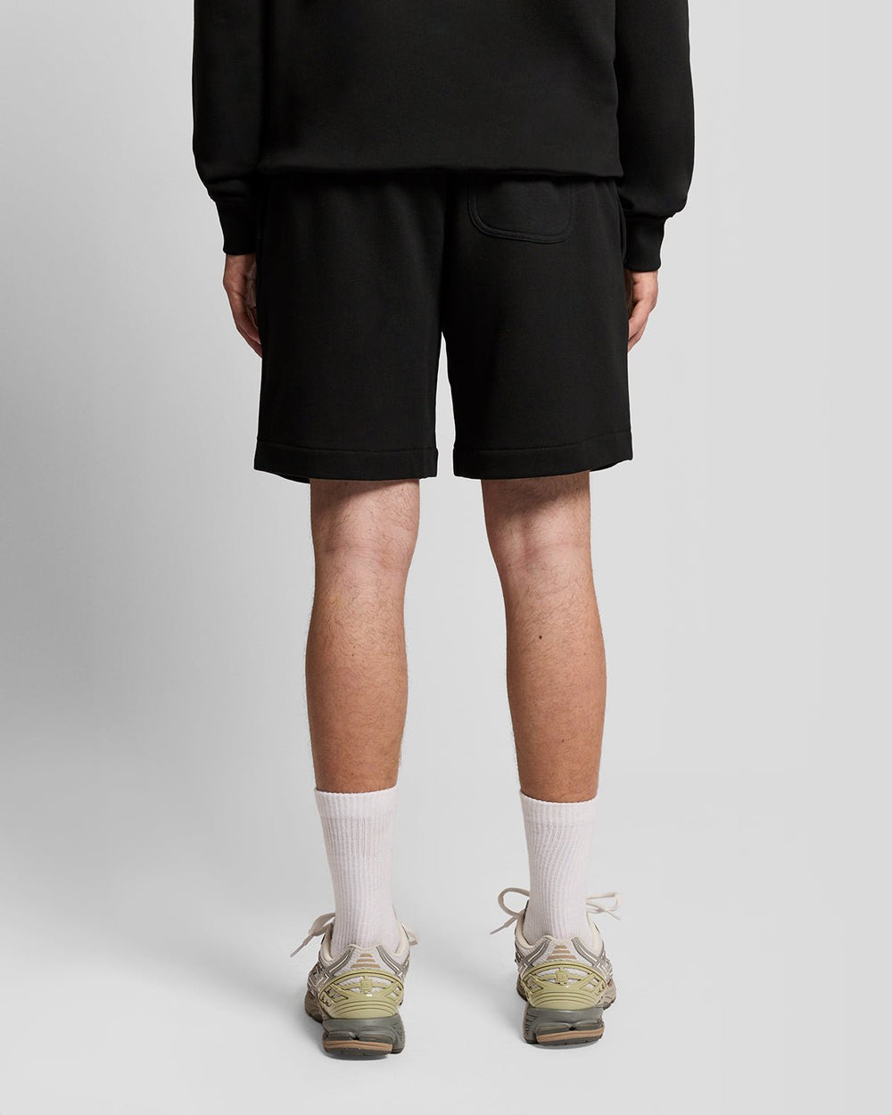 Lyle & Scott Mens Graphic Badge Cotton Sweat Shorts | Jet Black
