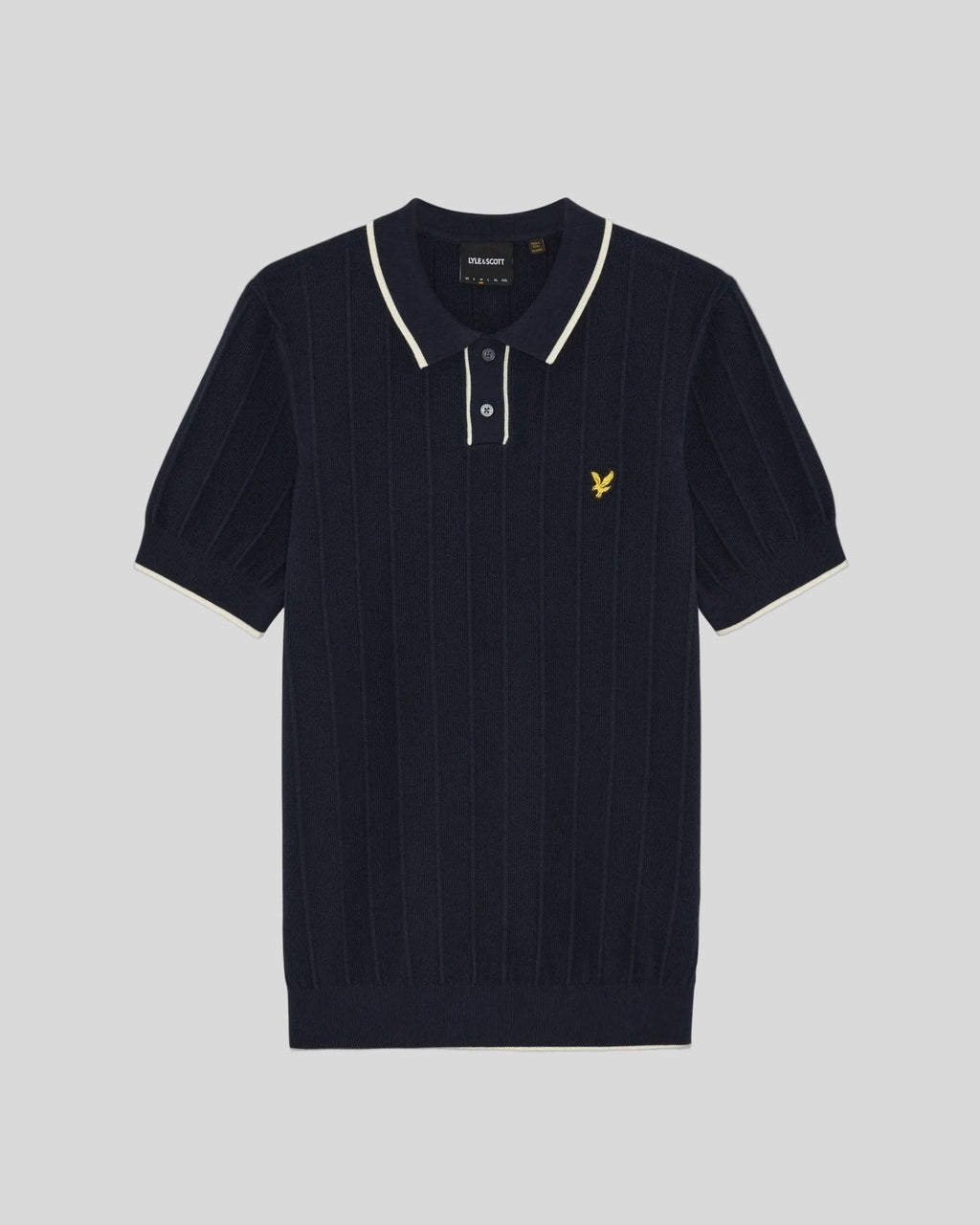 Lyle & Scott Mens Tipped Pique Knitted Polo Shirt | Dark Navy
