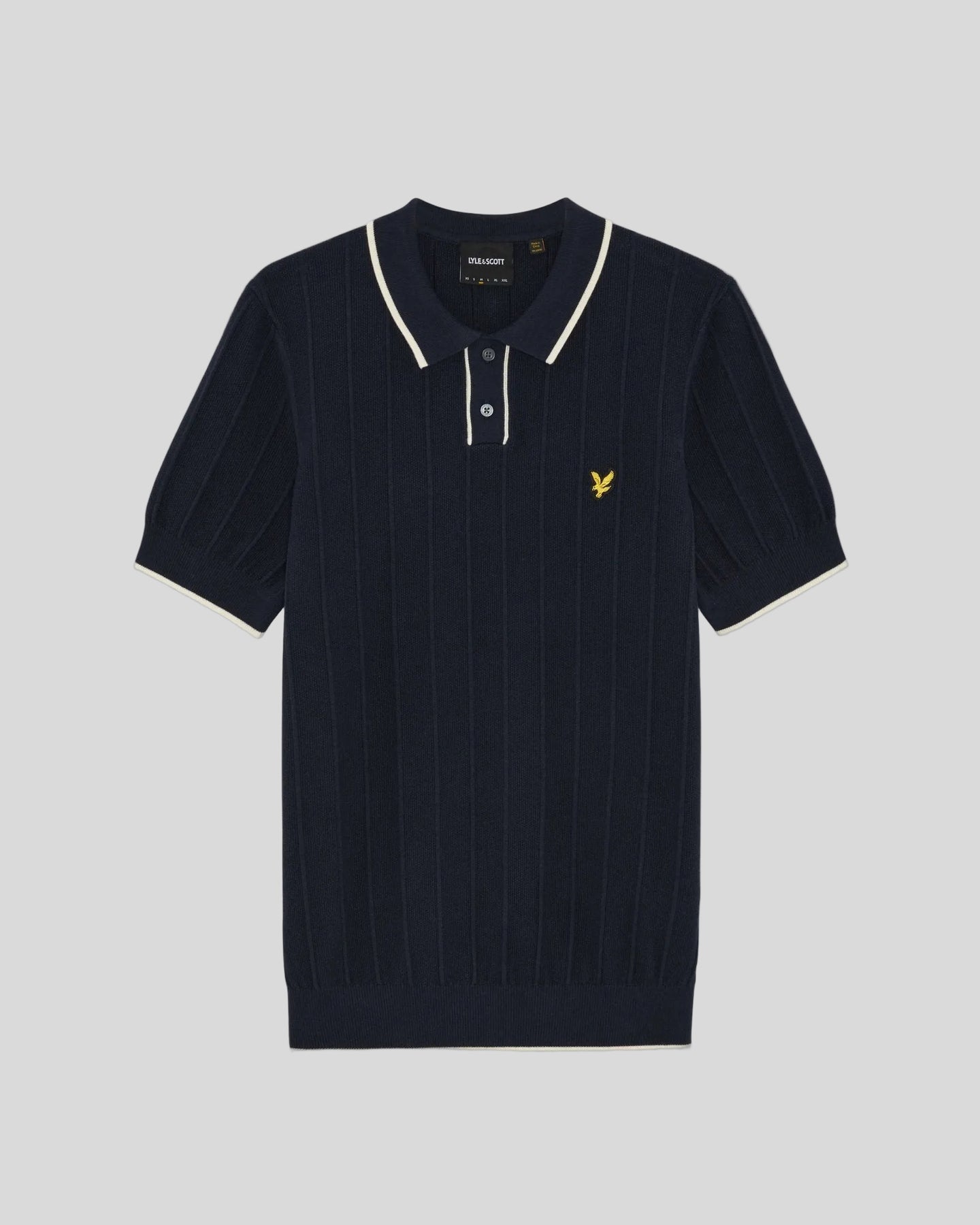Lyle & Scott Mens Tipped Pique Knitted Polo Shirt | Dark Navy