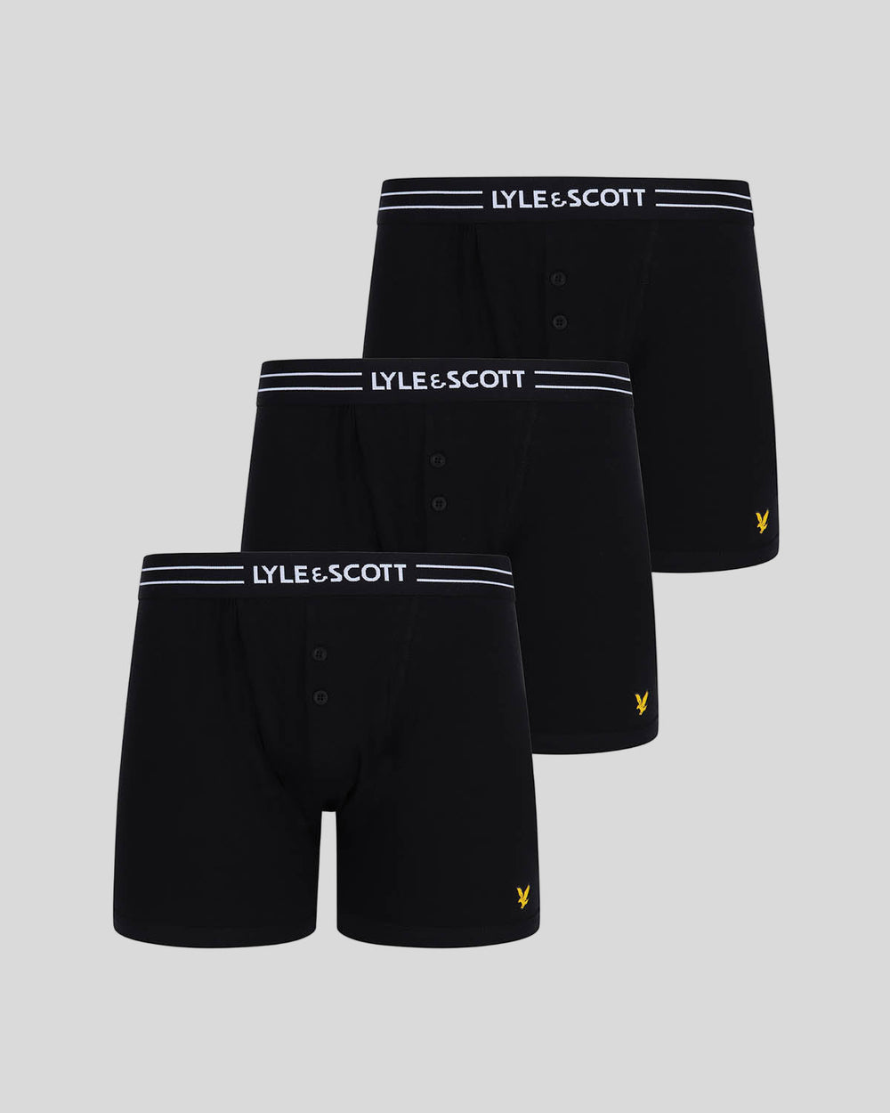 Lyle & Scott Mens Lewis Button Front Trunks | 3 Pack | Black