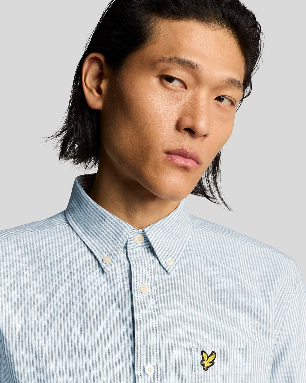 Lyle & Scott Mens Cotton Stripe Oxford Shirt | Light Blue
