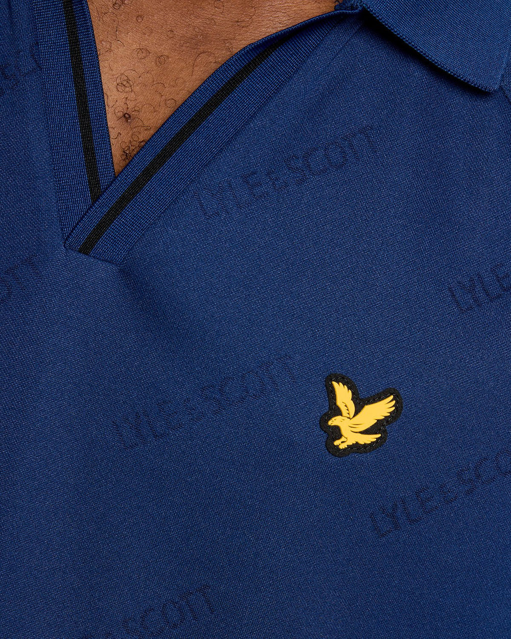 Lyle & Scott Mens Sports Embossed Football Polo Shirt | Navy Peony