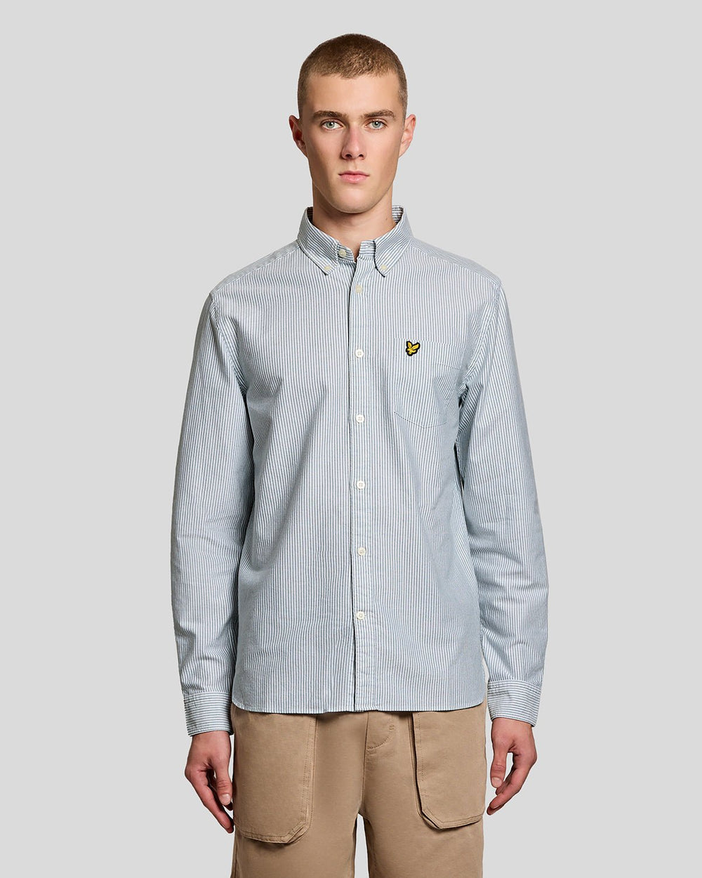 Lyle & Scott Mens Cotton Stripe Oxford Shirt | Everglade