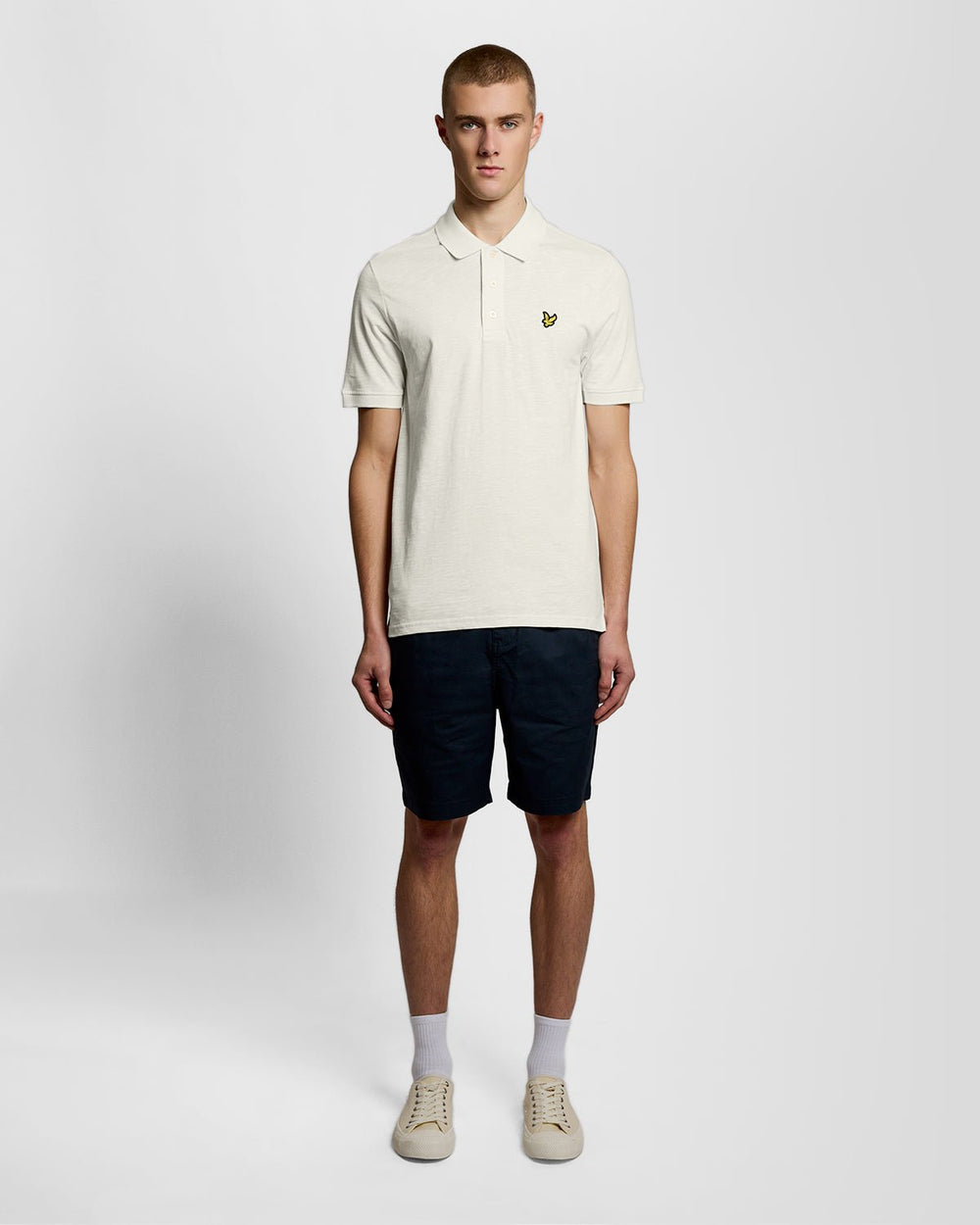 Lyle & Scott Mens Fine Cotton Slub Polo Shirt | Ice Cream