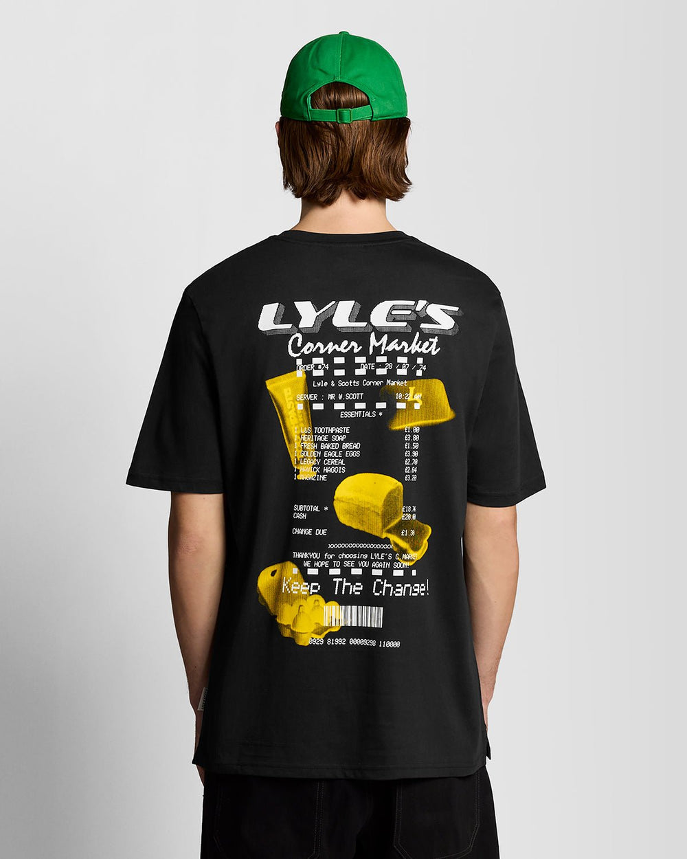 Lyle & Scott Mens Receipt Back Print Graphic T-Shirt | Black