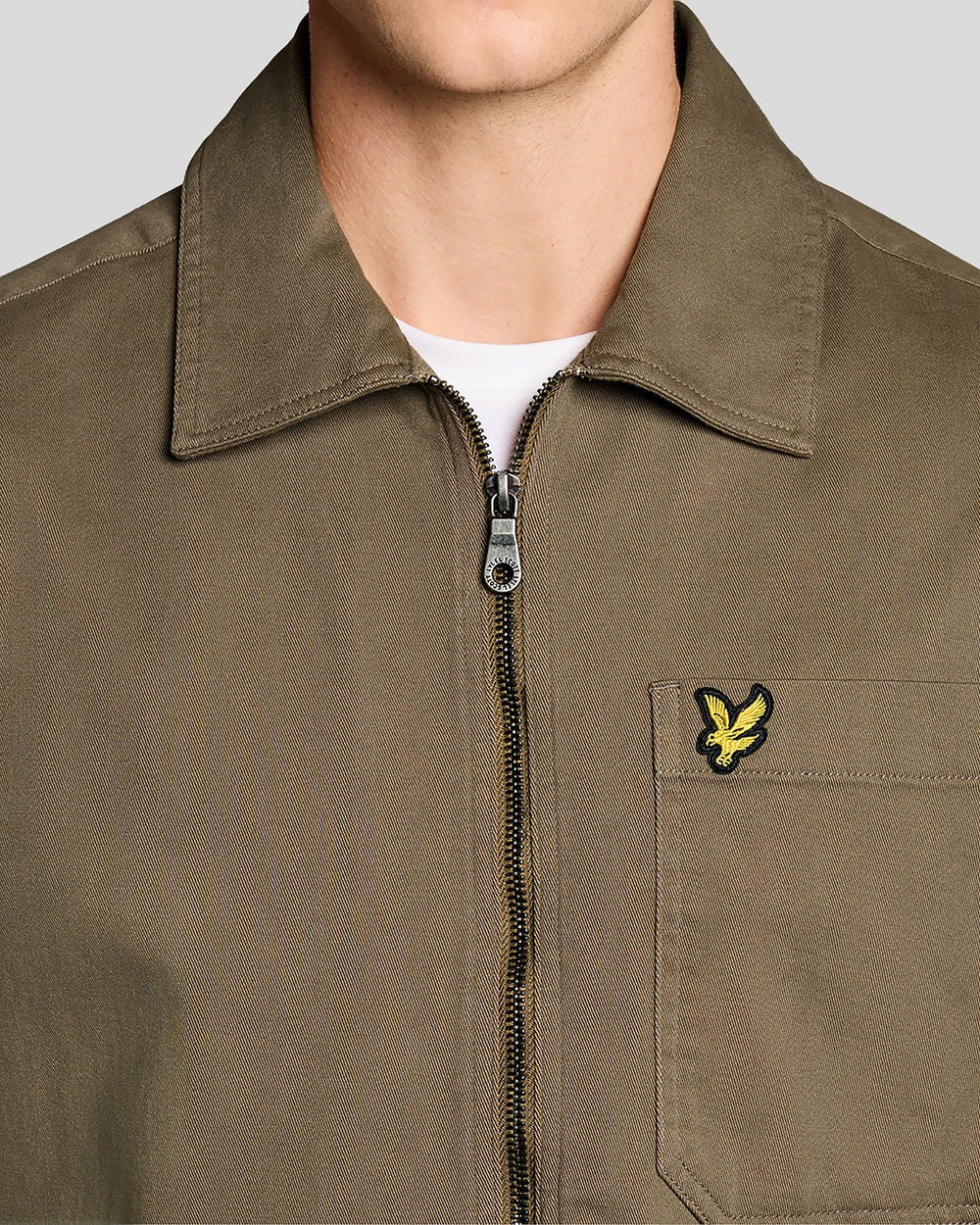 Lyle & Scott Mens Lightweight Enzyme Wash Overshirt | Khaki Ash