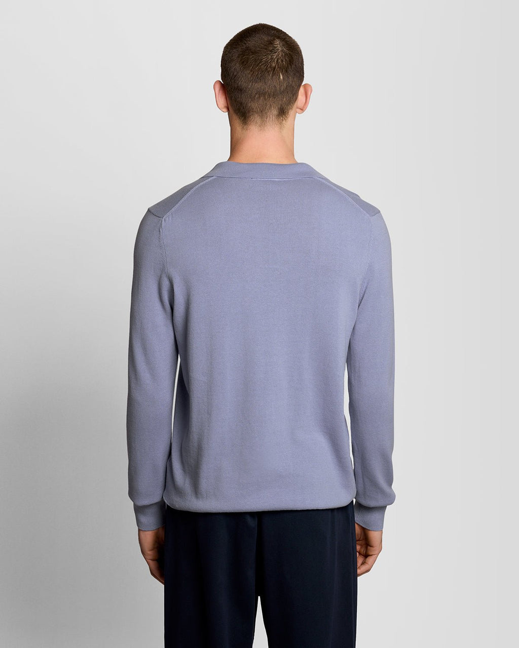 Lyle & Scott Mens Cotton Polo-Collar Jumper | Bubble Blue