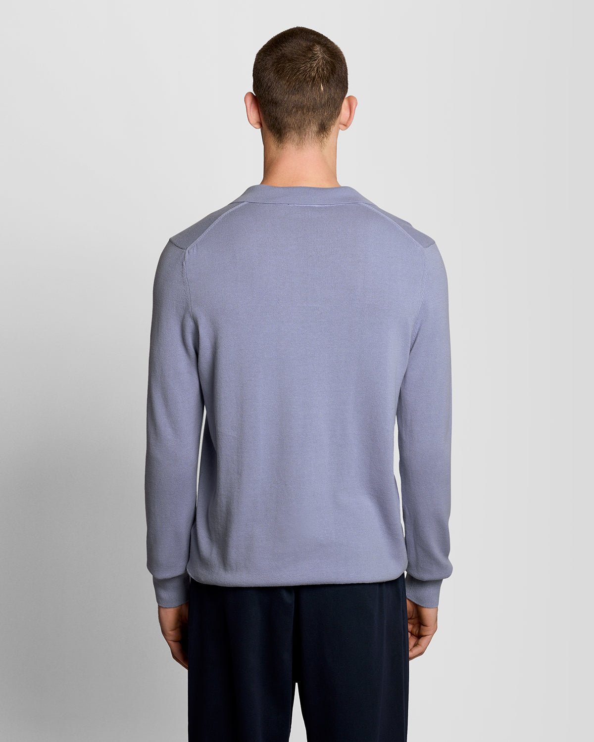 Lyle & Scott Mens Cotton Polo-Collar Jumper | Bubble Blue