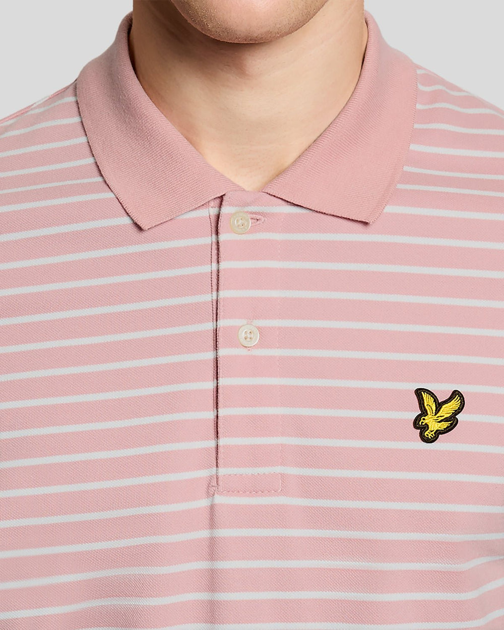 Lyle & Scott Mens Pique Breton Polo Shirt | Pink Grapefruit White
