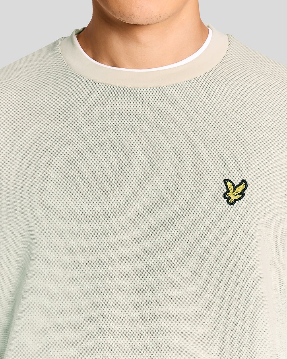 Lyle & Scott Mens Raised Jacquard Crew Neck Sweatshirt | Putty