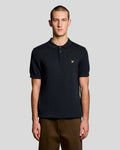 Lyle & Scott Mens Cotton Knitted Polo Shirt | Dark Navy