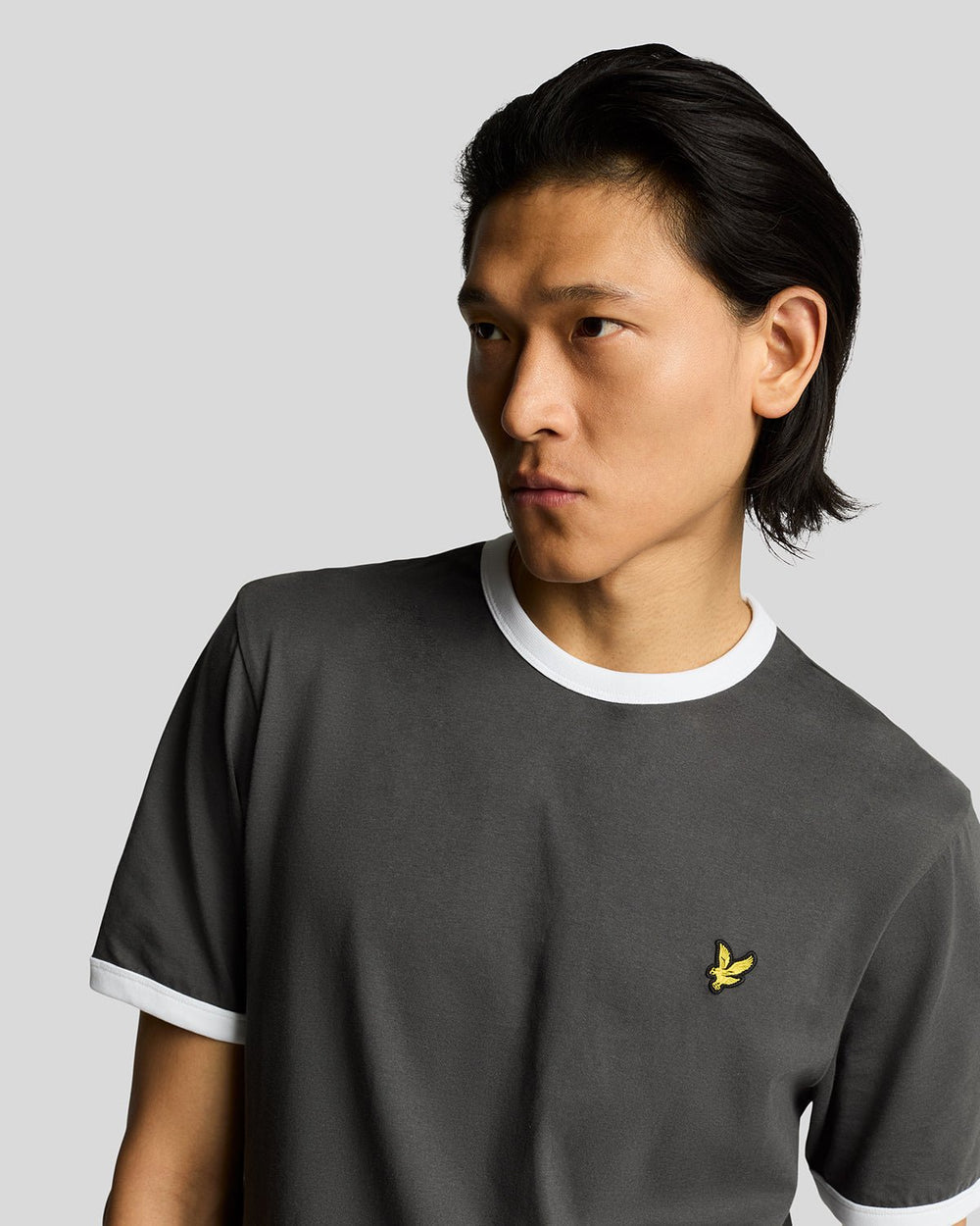 Lyle & Scott Mens Ringer T-Shirt | Gunmetal White