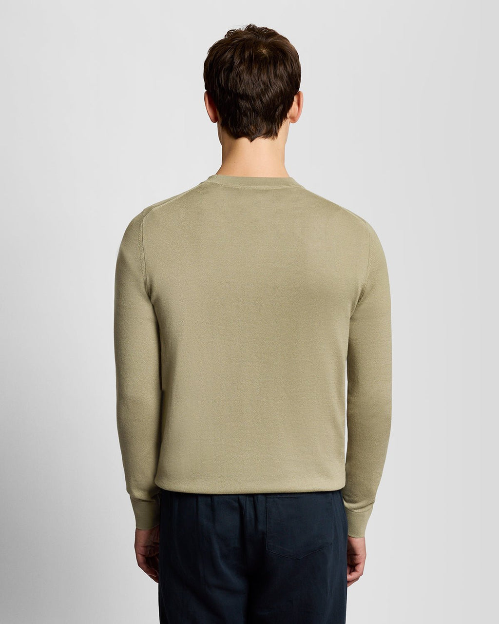 Lyle & Scott Mens Superfine Cotton Crew Neck Jumper | Sage Uniform