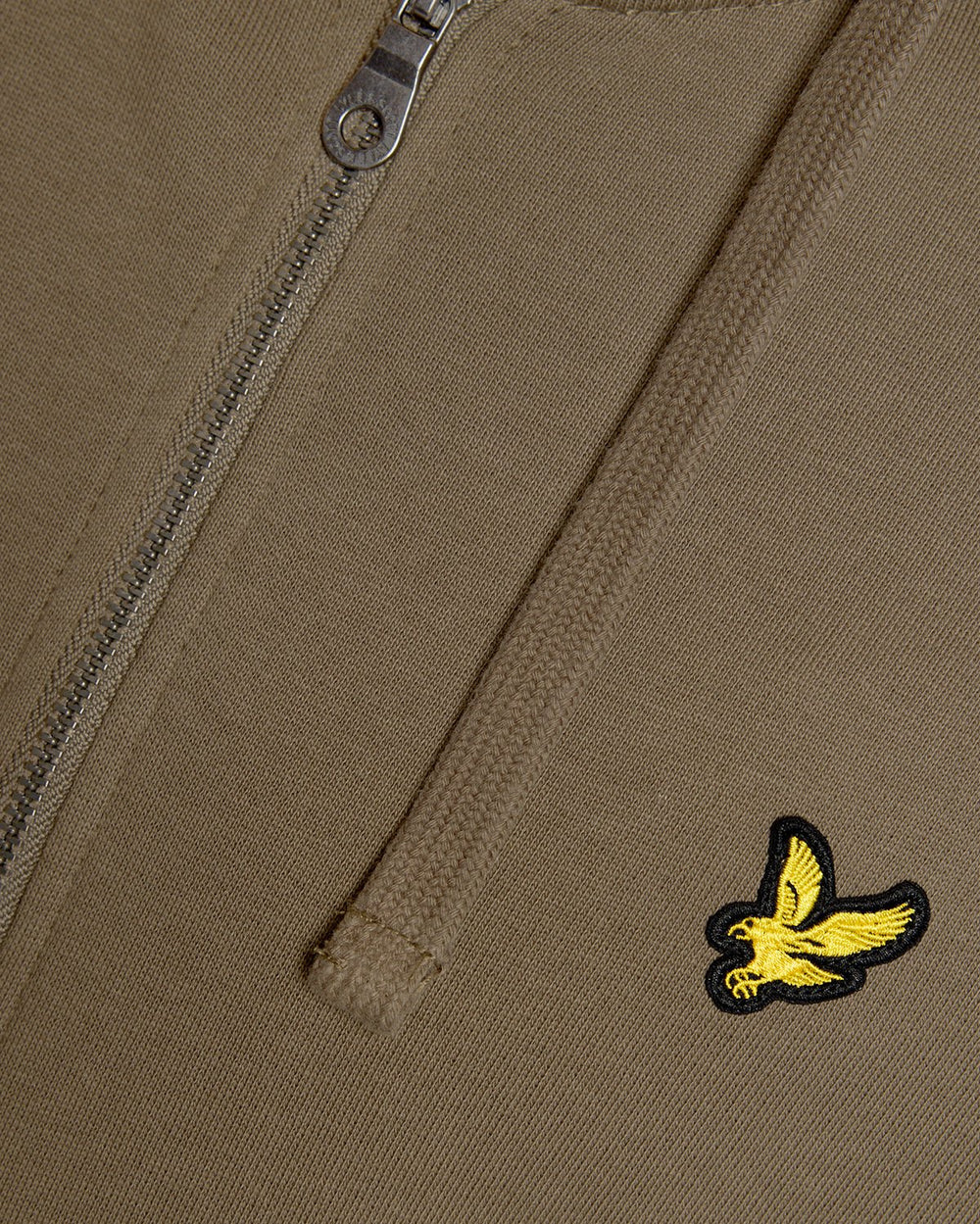 Lyle & Scott Mens Loopback Cotton Full Zip Hoodie | Khaki Ash