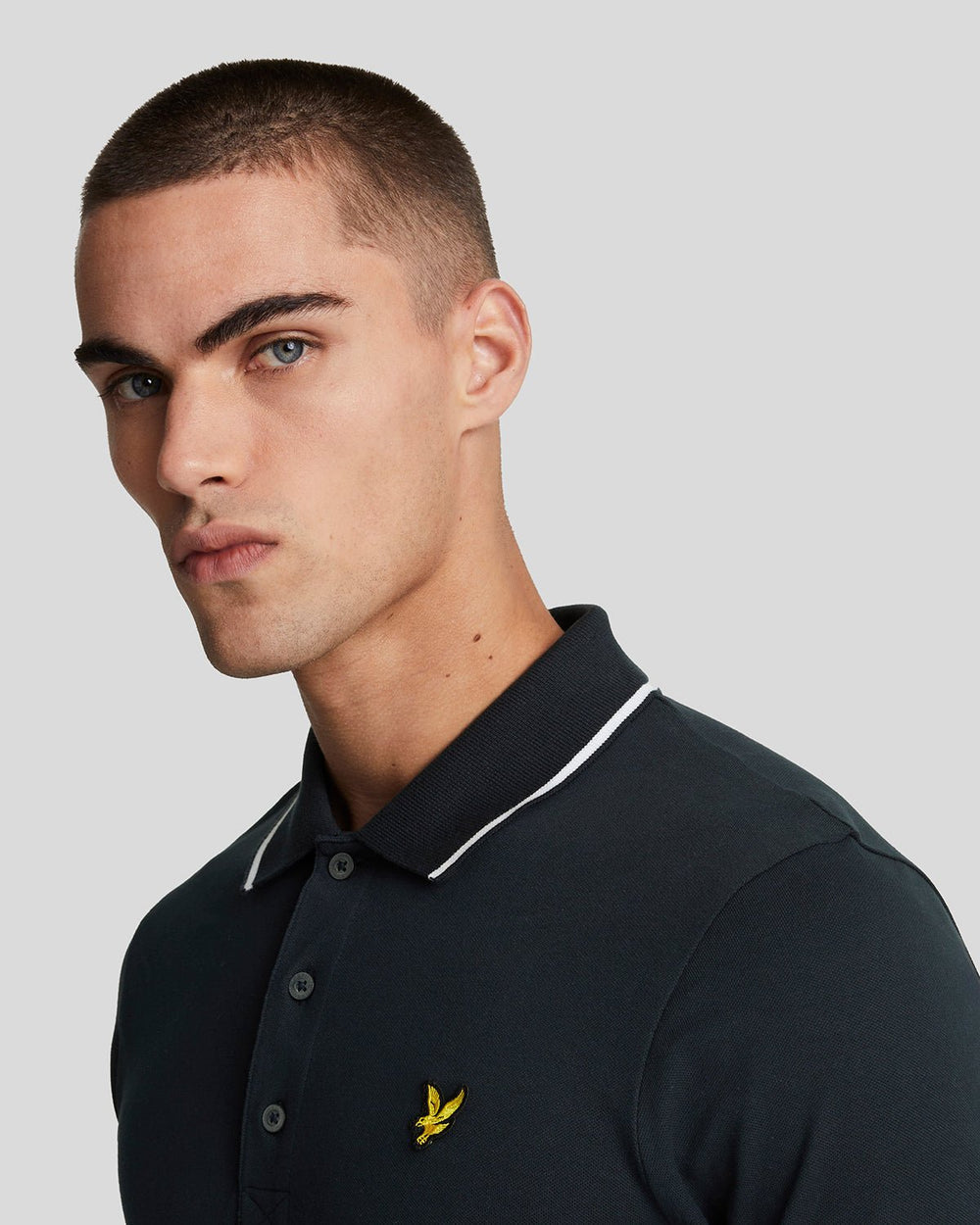 Lyle & Scott Mens Tipped Polo Shirt | Dark Navy White