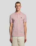Lyle & Scott Mens Pique Breton Polo Shirt | Pink Grapefruit White