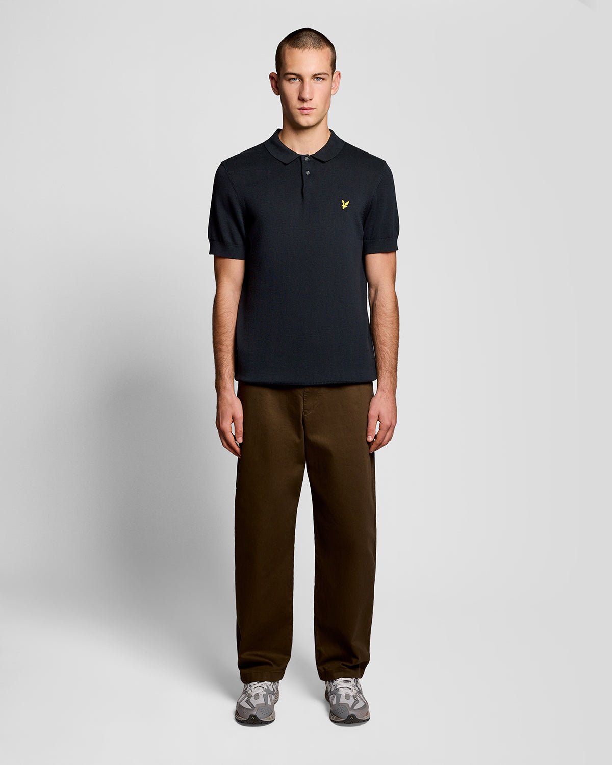 Lyle & Scott Mens Cotton Knitted Polo Shirt | Dark Navy