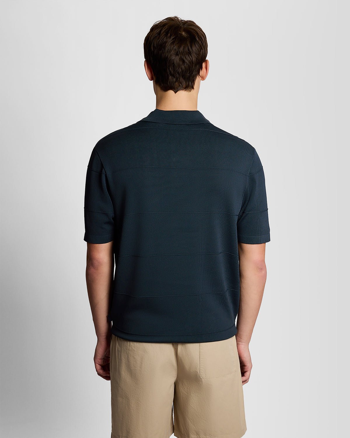 Lyle & Scott Mens Open Collar Fine Knitted Polo Shirt | Carbon