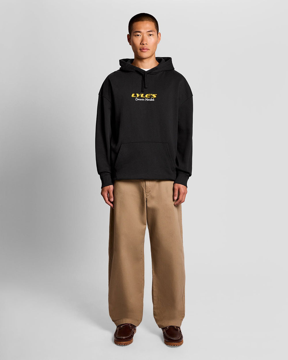 Lyle & Scott Mens Corner Market Graphic Hoodie | Jet Black