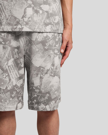 Lyle & Scott Mens Industrial Graphic Sweat Shorts | Cold Grey