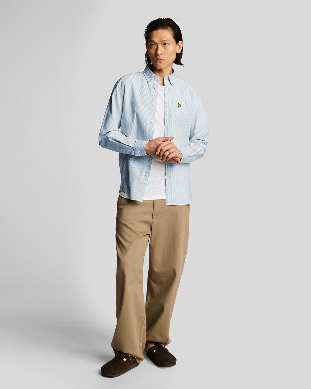 Lyle & Scott Mens Cotton Stripe Oxford Shirt | Light Blue