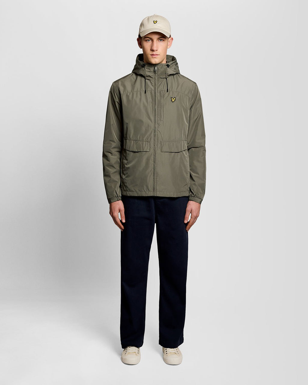 Lyle & Scott Mens Lightweight Hooded Jacket | Khaki Ash