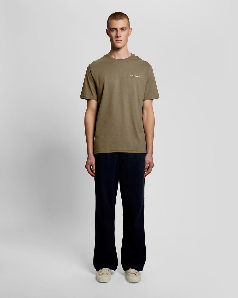 Lyle & Scott Mens Linen Blend Raglan T-Shirt | Khaki Ash