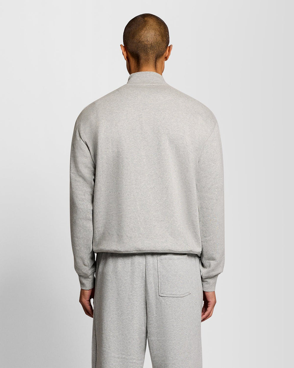 Lyle & Scott Mens Lounge Quarter Zip Sweatshirt | Light Grey Marl