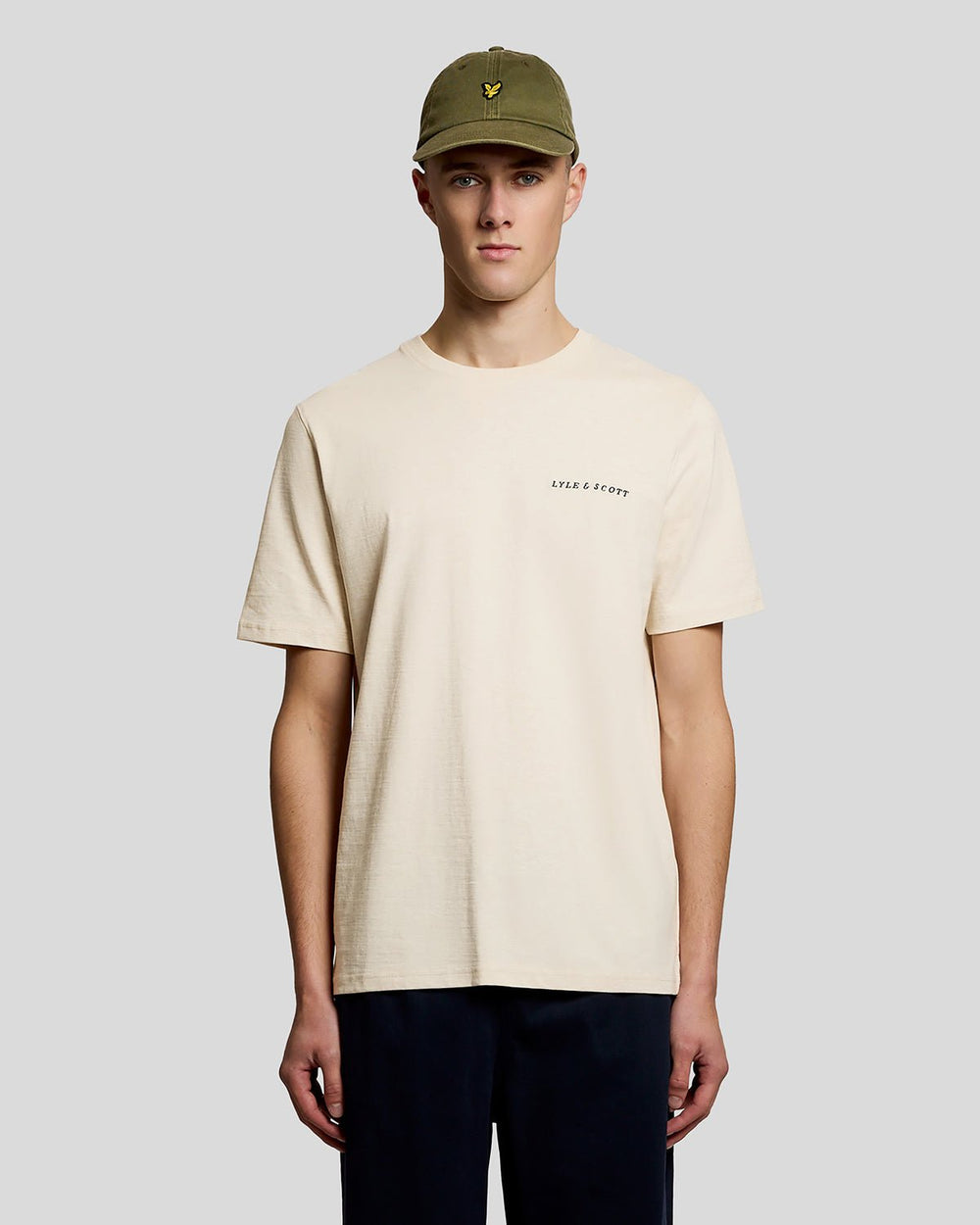 Lyle & Scott Mens Linen Blend Raglan T-Shirt | Ice Cream