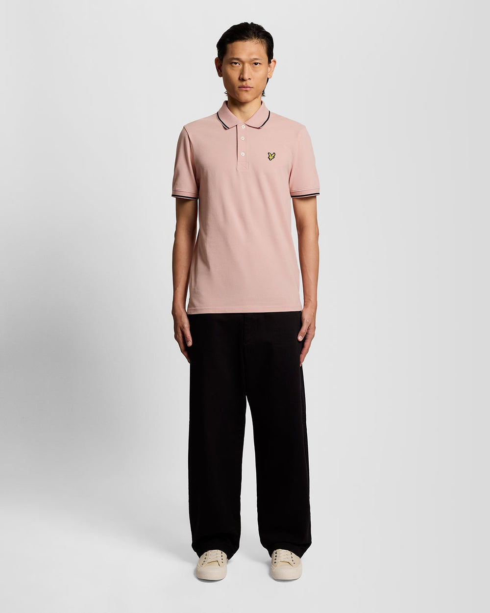 Lyle & Scott Mens Tipped Polo Shirt | Pink Grapefruit Dark Navy