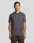 Lyle & Scott Mens Pique Breton Stripe T-Shirt | Dark Navy White