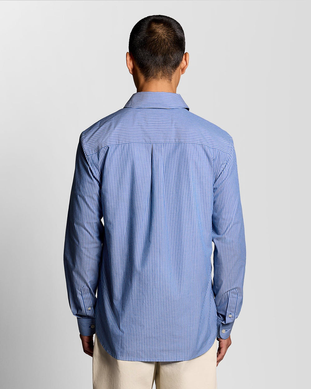 Lyle & Scott Mens Cotton Poplin Twin Stripe Shirt | Lucid Blue