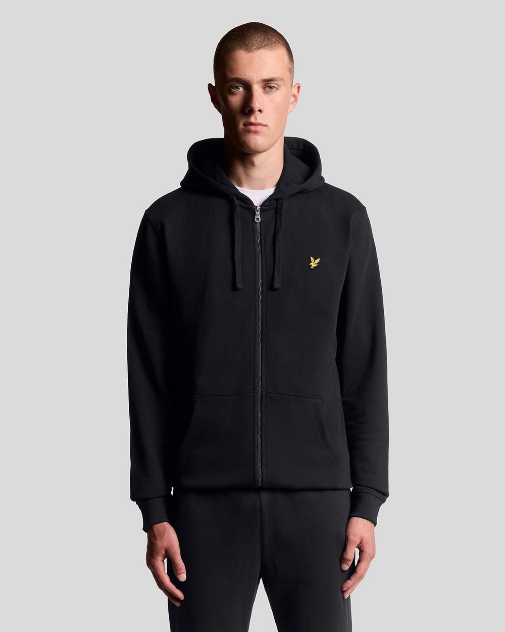 Lyle & Scott Mens Loopback Cotton Full Zip Hoodie | Jet Black
