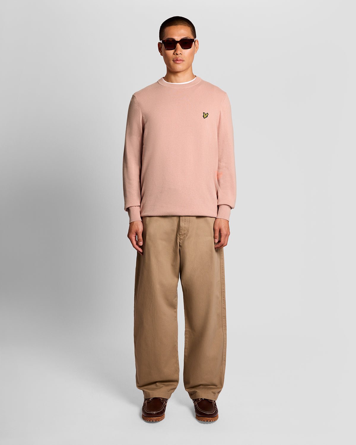 Lyle & Scott Mens Cotton Crew Neck Jumper | Pink Grapefruit