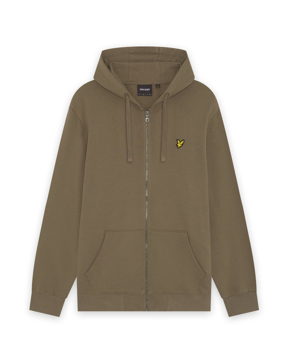 Lyle & Scott Mens Loopback Cotton Full Zip Hoodie | Khaki Ash