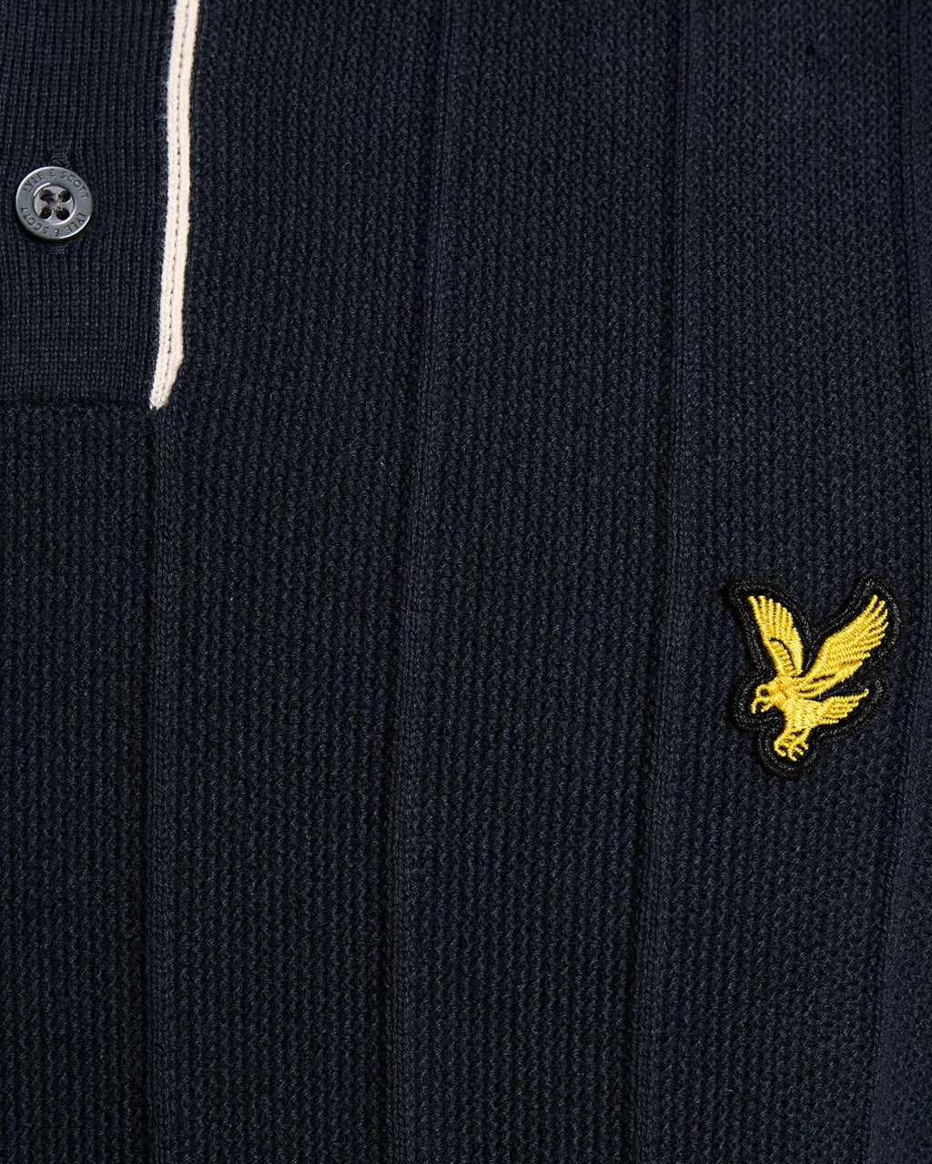 Lyle & Scott Mens Tipped Pique Knitted Polo Shirt | Dark Navy