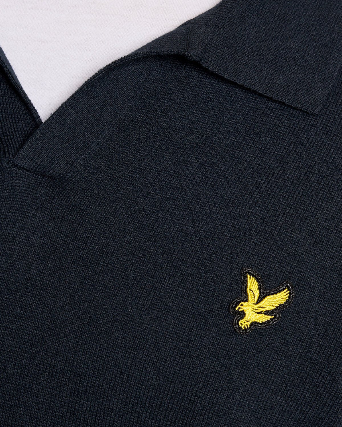 Lyle & Scott Mens Cotton Polo-Collar Jumper | Dark Navy
