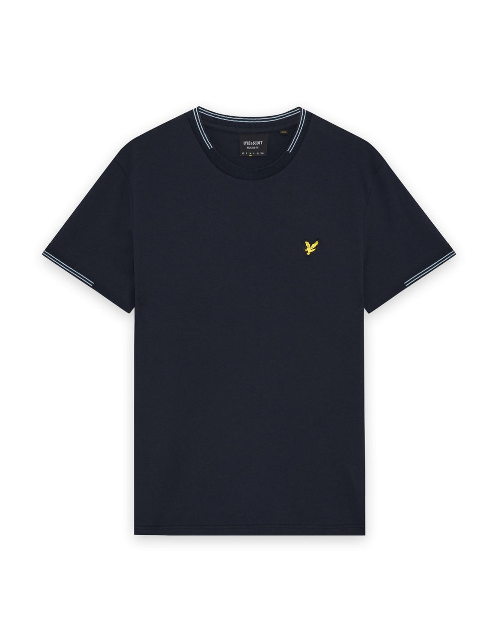 Lyle & Scott Mens Fine Tipped T-Shirt | Dark Navy Blue Chalk