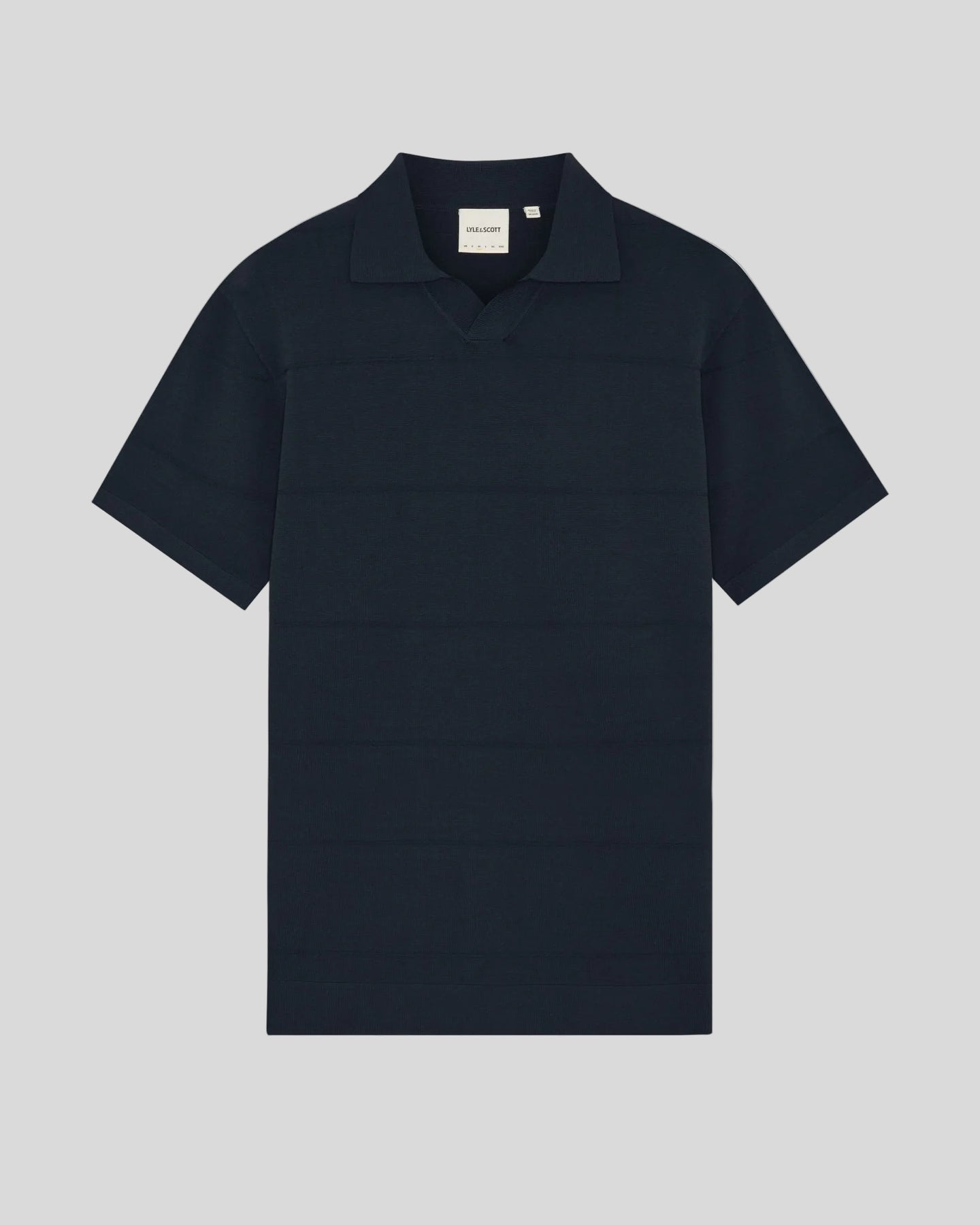 Lyle & Scott Mens Open Collar Fine Knitted Polo Shirt | Carbon